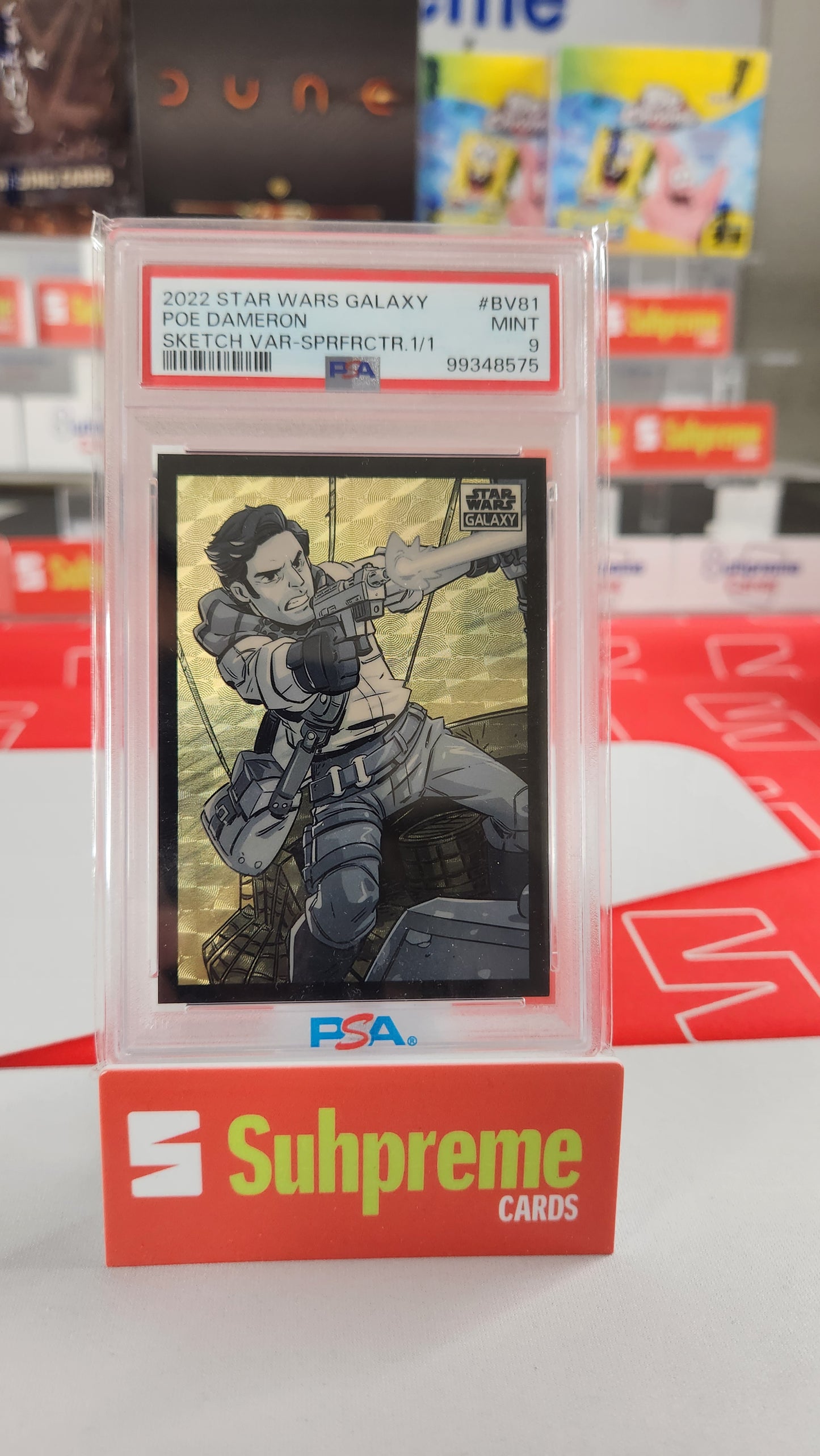2022 Topps Galaxy Chrome Poe Dameron Sketch Variation Superfractor 1/1 PSA 9