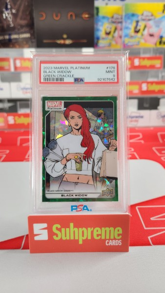 2023 Marvel Platinum Black Widow Green Crackle /99 PSA 9