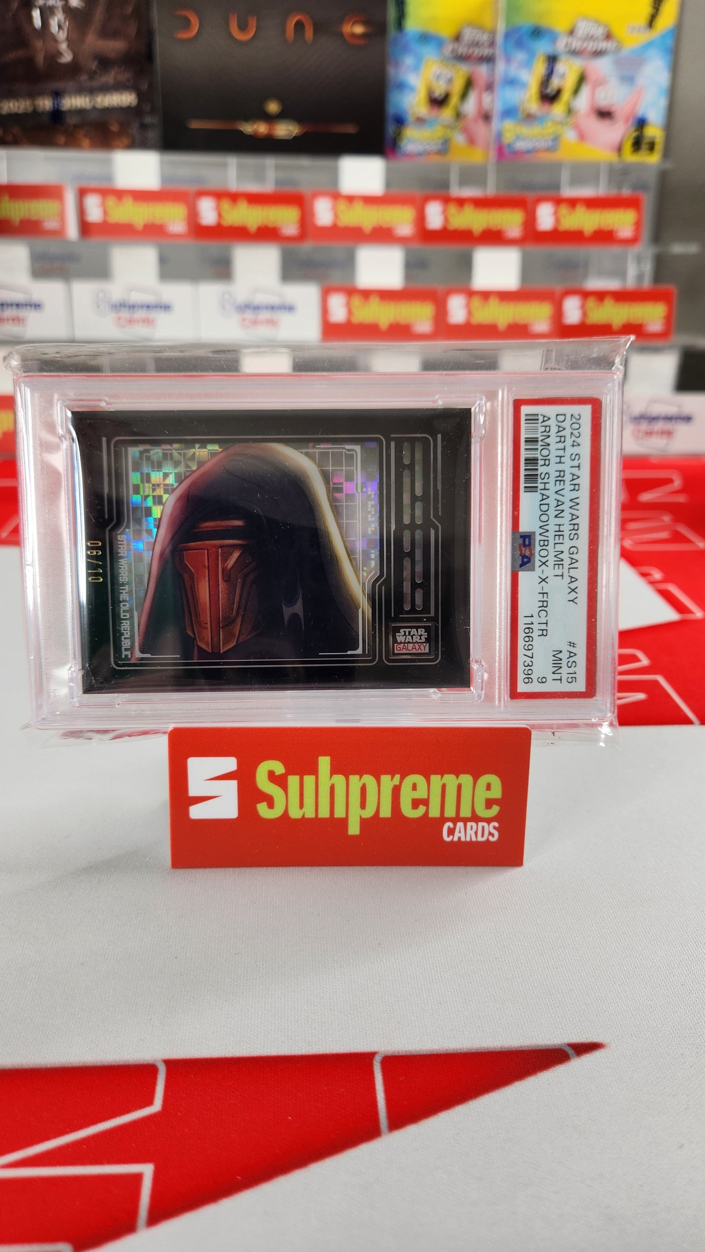 2024 Topps Galaxy Chrome Darth Revan Helmet Armor Shadowbox X-Fractor /10 PSA 9